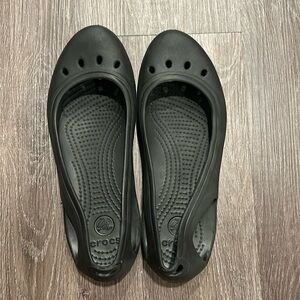 Crocs Kadee Ballet Flats Rubber Comfort Slip On Cut Out Black Size 9